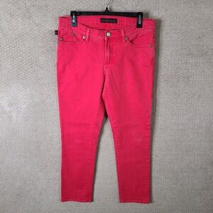 Rock & Republic Jeans Womens 10 Pink Hamburg Slim Crop Mid Rise Denim Stretch